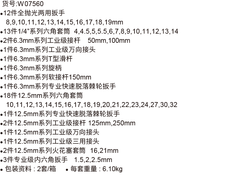 60件6.3mm+12.5mm系列汽車(chē)維修綜合組套(圖1)